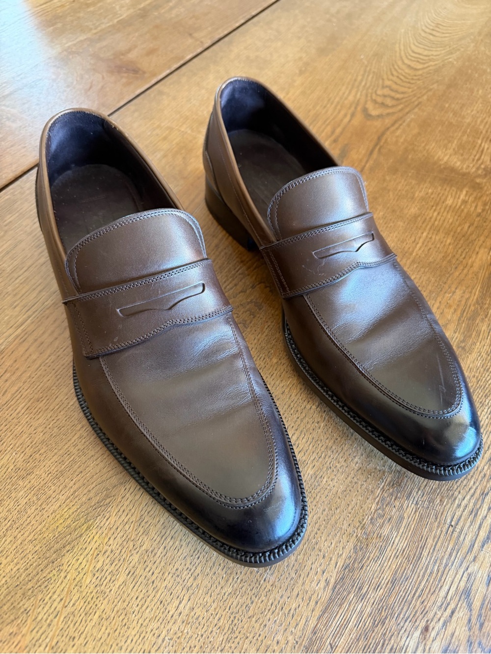 Ermenegildo Zegna Dark Brown Leather Penny Loafers